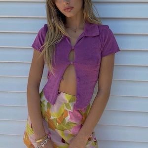 With Jéan purple button up shirt 💜